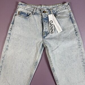 Ganni Bleached Denim Classic Jeans Women's 27x31‎ Slit Ankle NWT